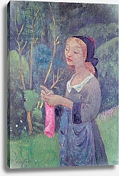 Постер Серюзье Поль Young Girl with a Pink Stocking or Young Breton Knitting, 1920