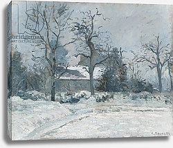 Постер Писсарро Камиль (Camille Pissarro) Piette's House at Montfoucault, Snow Effect, 1874