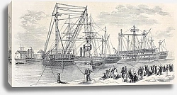 Постер Loading ships departing from Toulon to China. Original, from drawing of Lebreton,was published on L'
