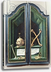 Постер Школа: Фламандская 16в. Vanitas, reverse of two panels from a triptych