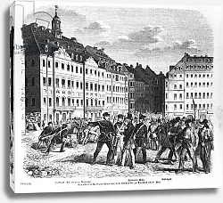 Постер Школа: Немецкая школа (19 в.) Uprising in Dresden on 6th March 1848, illustration from 'Illustrierte Zeitung'