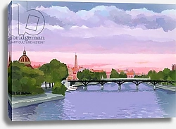 Постер Хируёки Исутзу (совр) Sunset in Paris, the Seine river