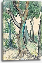 Постер Мюллер Отто Landschaft mit Bäumen im Vordergrund