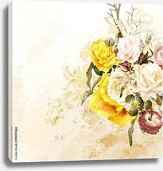 Постер Разноцветные розы в винтажном стиле