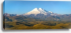 Постер Россия. Дневная панорама с горой Эльбрус