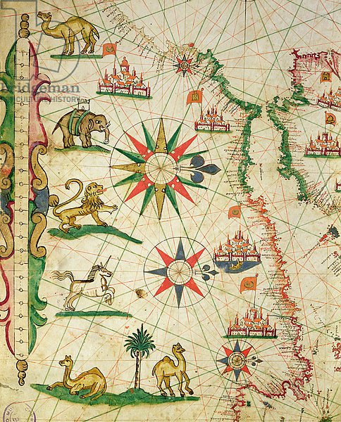 The North African Coast, from a nautical atlas, 1651
