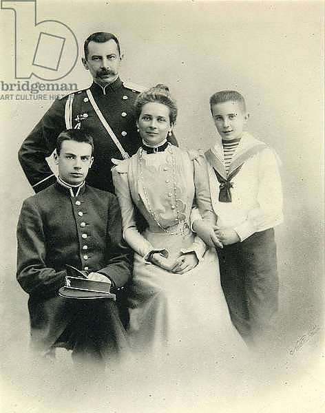 Family portrait of Princess Zenaida Yusupova, Count Felix Sumarokov-Elston and sons Nikolai and Felix, from the studio of A. Pasetti