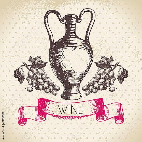Постер Иллюстрация с кувшином вина