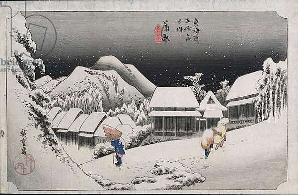 Night Snow, Kambara, illustration from the series 'Fifty-three Stations on the Tokaido', c.1834-35