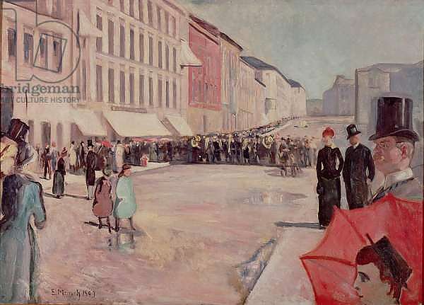Military Band on Karl-Johann Street, Oslo, 1889