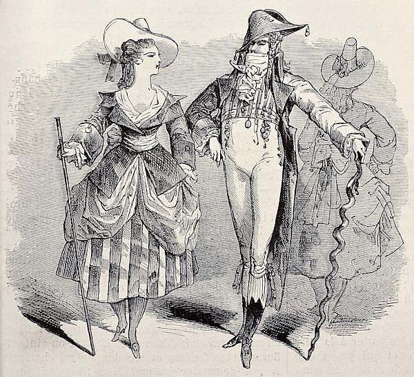 Masquerade couple costumes for Grand Masquerade Ball of 1868 season. Original, created by Bertall, p