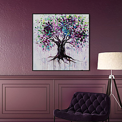 «Вишневое дерево» в интерьере гостиной в бордовых тонах