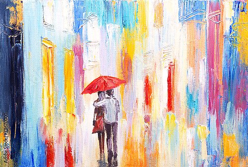 Пара в дождь под зонтом