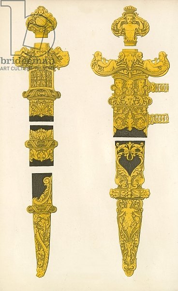 The Ornamental Portions of a Dagger and Sword, designed by Holbein, early 16th century