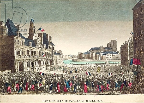 The Arrival of the Duke of Orleans at the Hotel de Ville, 31st July 1830, engraved by Cropin