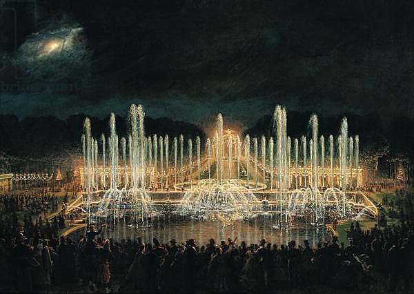 Illuminated Fountain Display in the Bassin de Neptune 21st August 1864