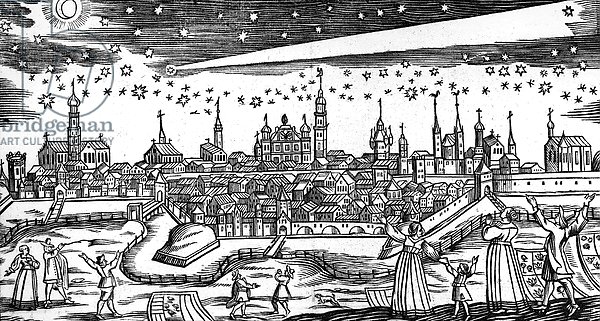 The Terrible Comet of 1680, taken from a woodcut broadsheet by Bach Abraham, 17th Century