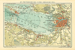 Постер Карта Санкт-Петербурга и окрестностей 1