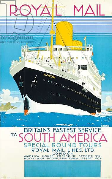 Poster advertising the Royal Mail service to South America, c.1930