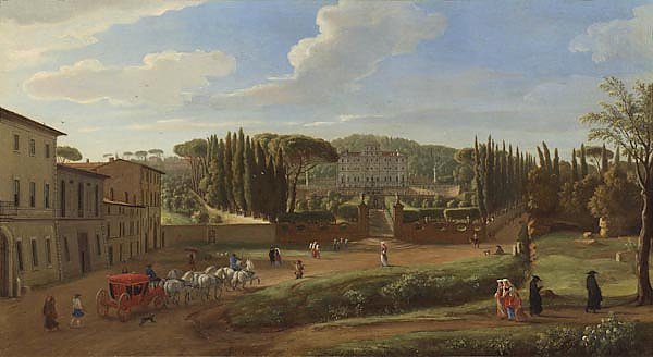 A view of the Villa Aldobrandini from the Piazza Municipale at Frascati