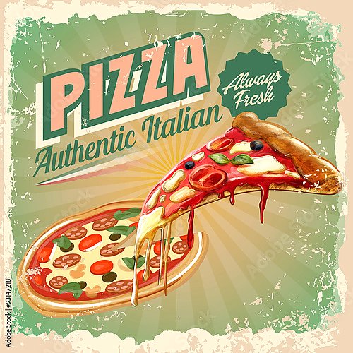 Ретро плакат с итальянской пиццей