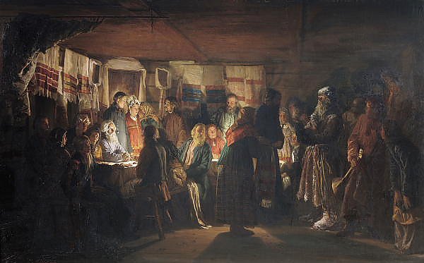 Постер Максимов Василий Приход колдуна на крестьянскую свадьбу. 1875