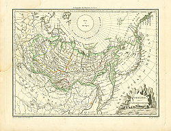 Постер Карта России: Сибирь и Аляска, 1812г.