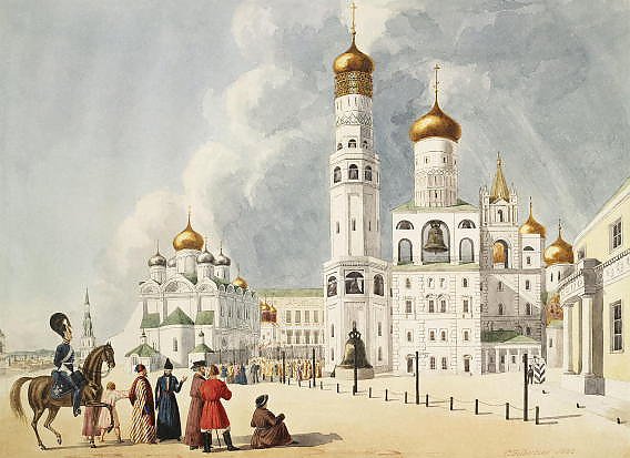 Постер Гильбертзон Е. Колокольня Ивана Великого и Архангельский собор Московского Кремля