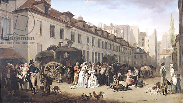 The Arrival of a Stagecoach at the Terminus, rue Notre-Dame-des-Victoires, Paris, 1803