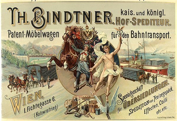 Th. Bindtner – Kaiserlich und Königlicher Hof-Spediteur – Patent-Möbelwagen für den Bahntransport