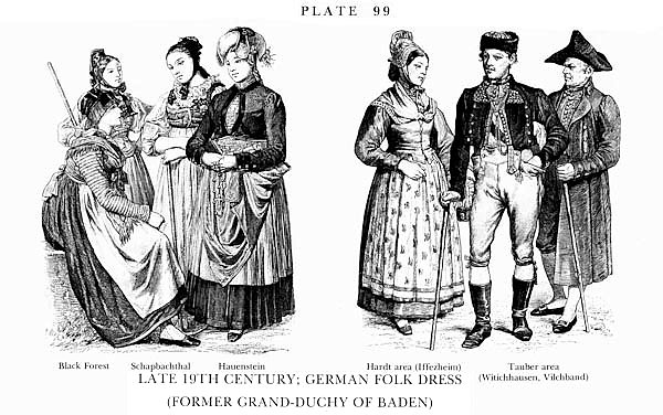 Fin du XIXè Siècle, Habits traditionnels Allemands Bade, Late 19Th Century German Folk Dress (Baden) 6