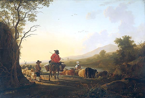 Landscape with cattle driver and shepherd