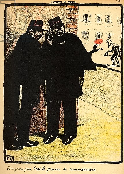 Two policemen hide from the Commissioner's wife, from 'Crimes and Punishments', 1902