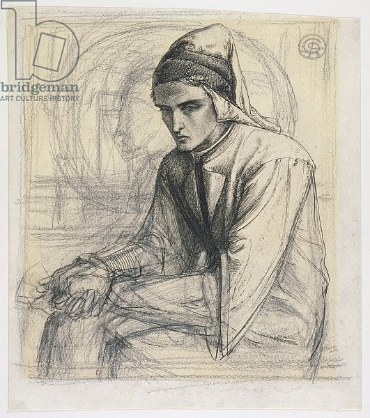Dante in Meditation Holding a Pomegranate, c.1852