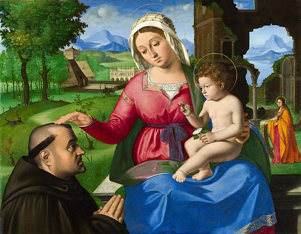 Дева Мария и младенец с просящим