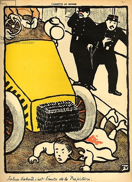 A police car runs over a little girl, 1st March 1902