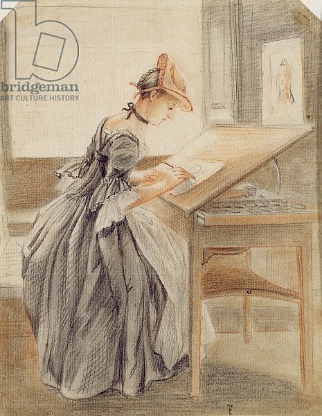 A Lady Copying at a Drawing Table, c.1760-70