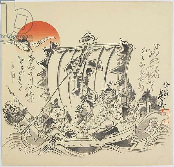 The Seven Gods of Good Fortune in Treasure Ship, c. 1887