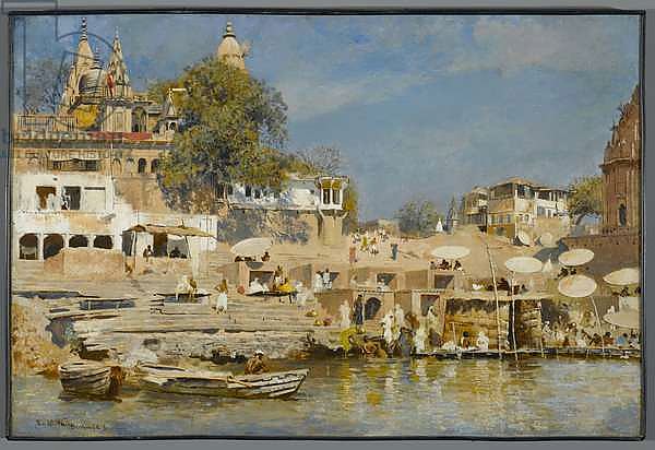 Temples and bathing ghat at Benares, 1883-85