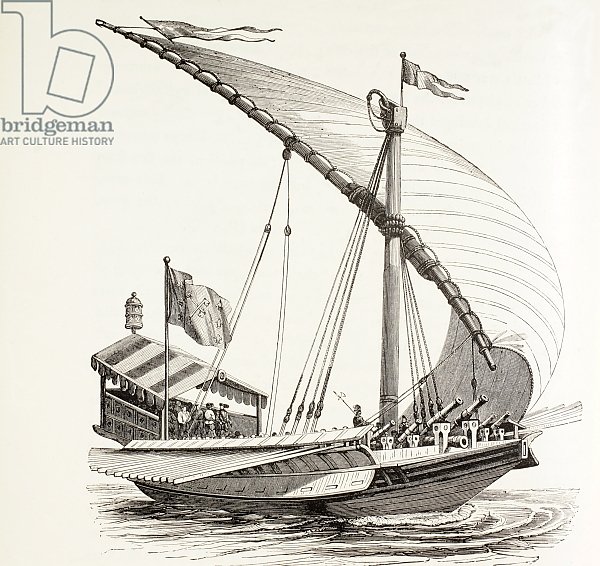 Pontifical Galley with Sails, Oars and Heavy Artillery, c.1808