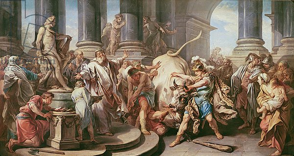 Theseus conquering the bull at Marathon, 1732-34
