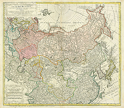 Постер Карта Российской Империи, от берегов Балтийского моря до Камчатки, 1739 г.