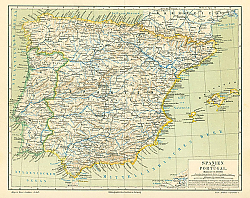Постер Карта Испании и Португалии 1