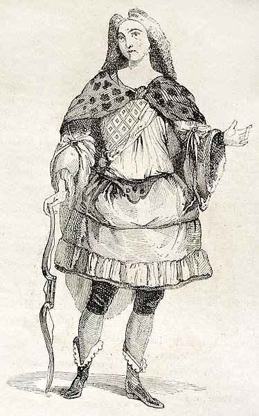 Man in costume old illustration. Published on Magasin Pittoresque, Paris, 1842