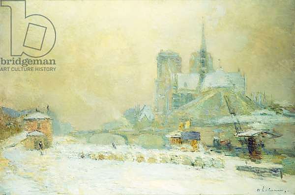 View of Notre Dame, Paris, from the Quai de la Tournelle: Snow Effect; Notre Dame de Paris, Vue du Quai de la Tournelle, Effet de Neige,
