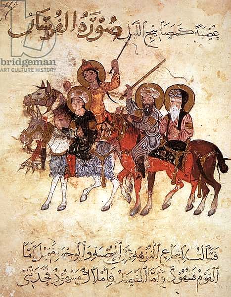 Ms Ar 3229 f.117, Group of horsemen, miniature from 