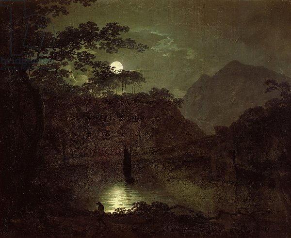 Постер Райт Джозеф A Lake by Moonlight, c.1780-82