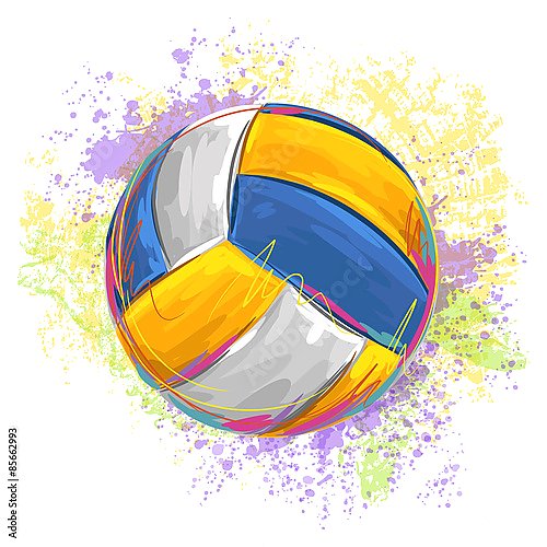 Волейбольный мяч в брызгах краски