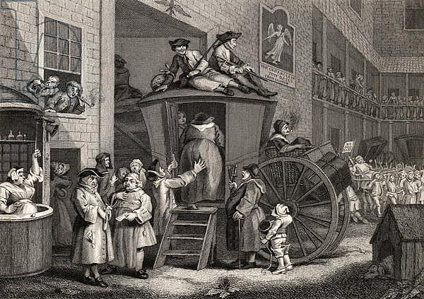Country Inn Yard, engraved by Timothy Engleheart from 'The Works of Hogarth', published 1833