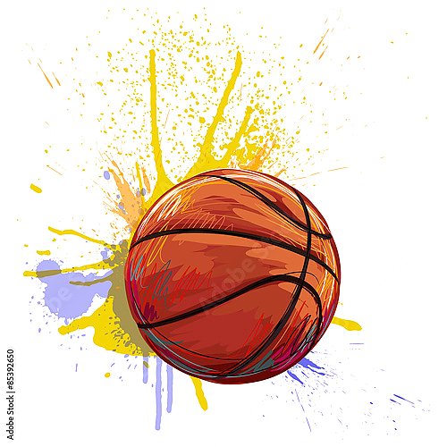 Баскетбольный мяч в брызгах краски